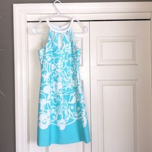 Lilly Pulitzer High Neck light blue & white dress!
